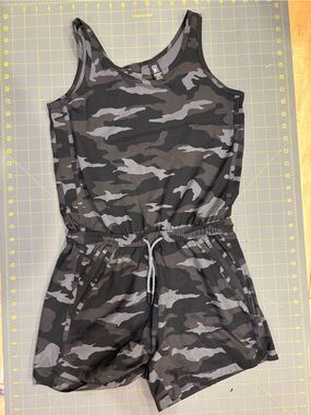 Athleta Gray & Black Camo Tank Romper